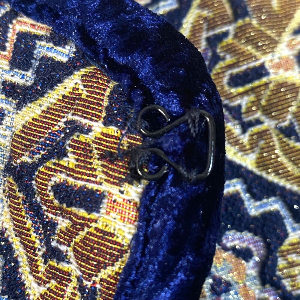 Boston Proper Fringe Tapestry Novelty Jacket Velvet Trim Size 14 Multicolor NWOT - Picture 10 of 16